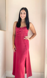 Romy Satin Bustier Bodice Midi Dress